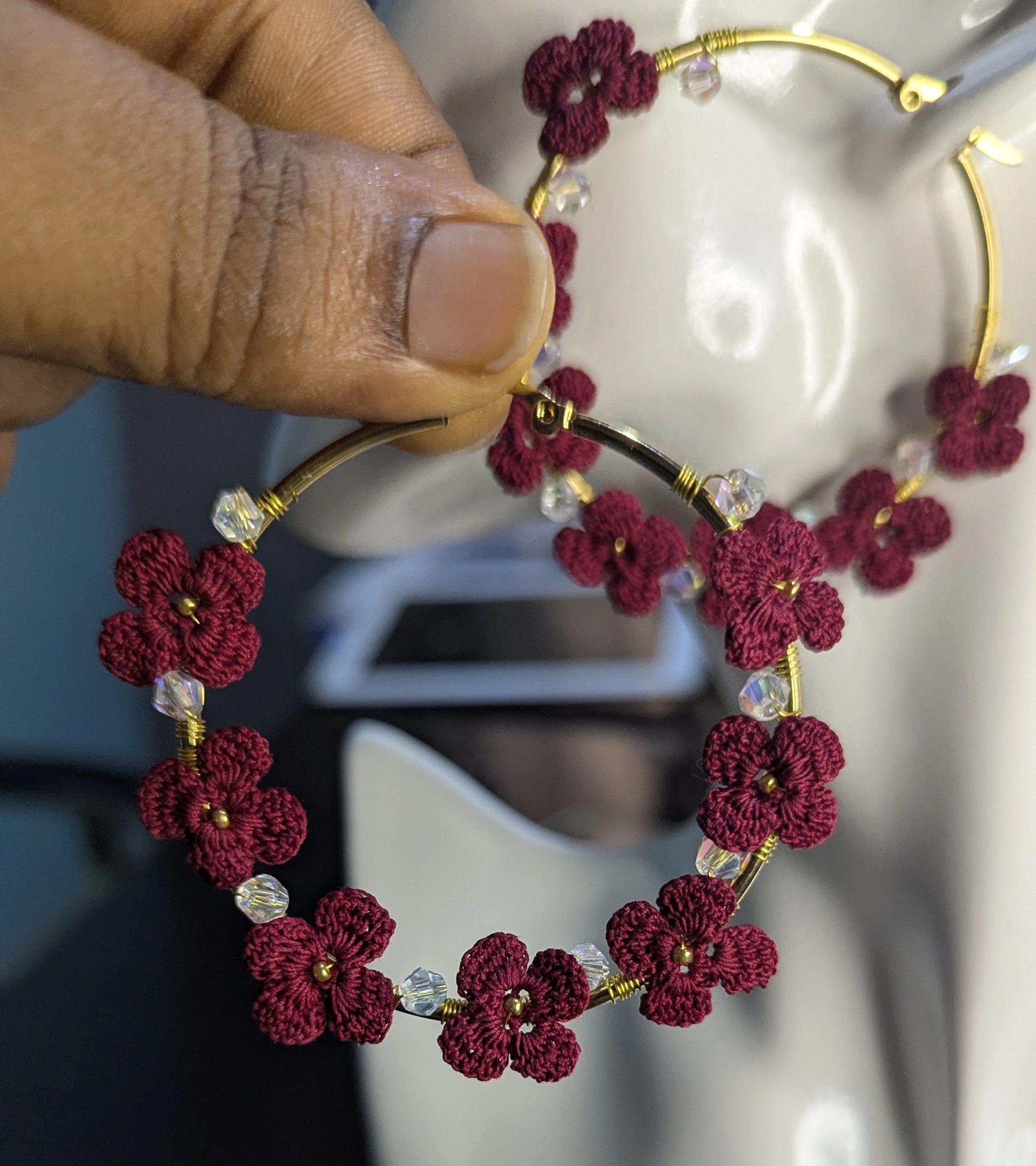 Floral hoop earrings