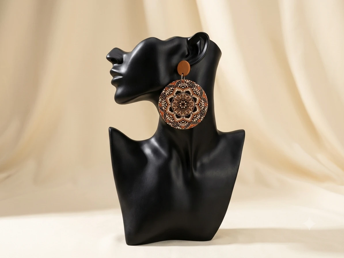 African Print Drop Earring