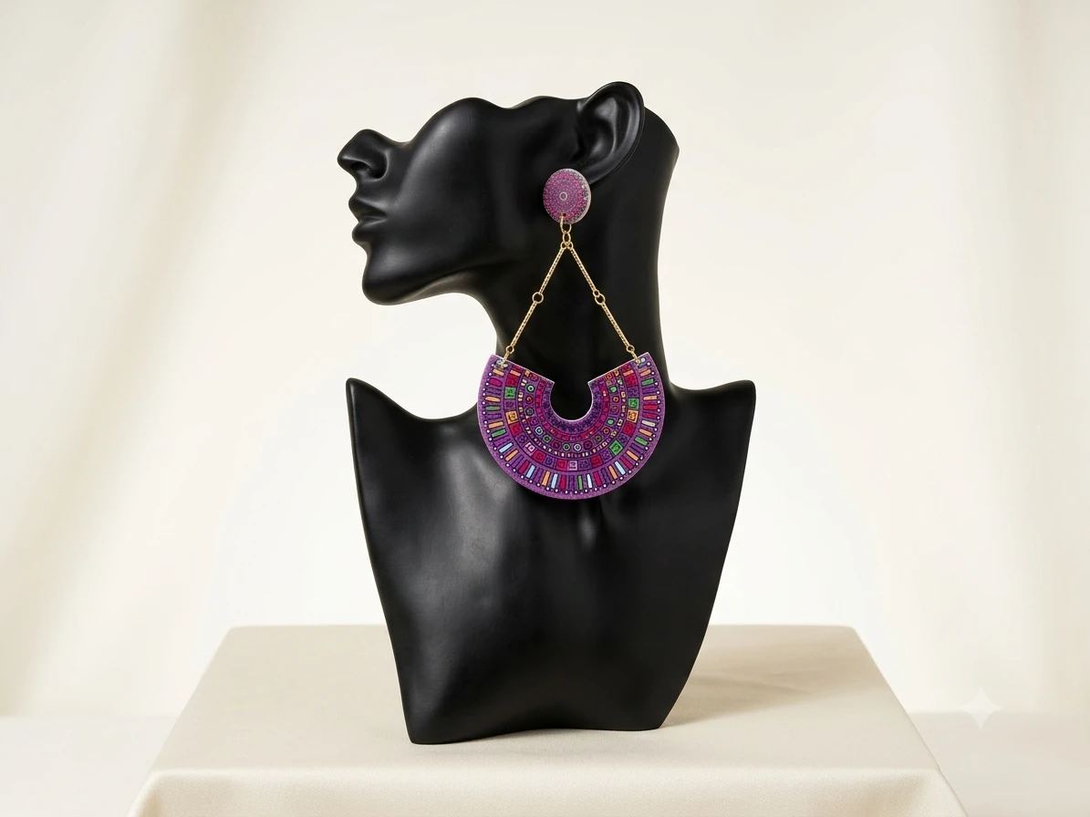 African Print Drop Earring