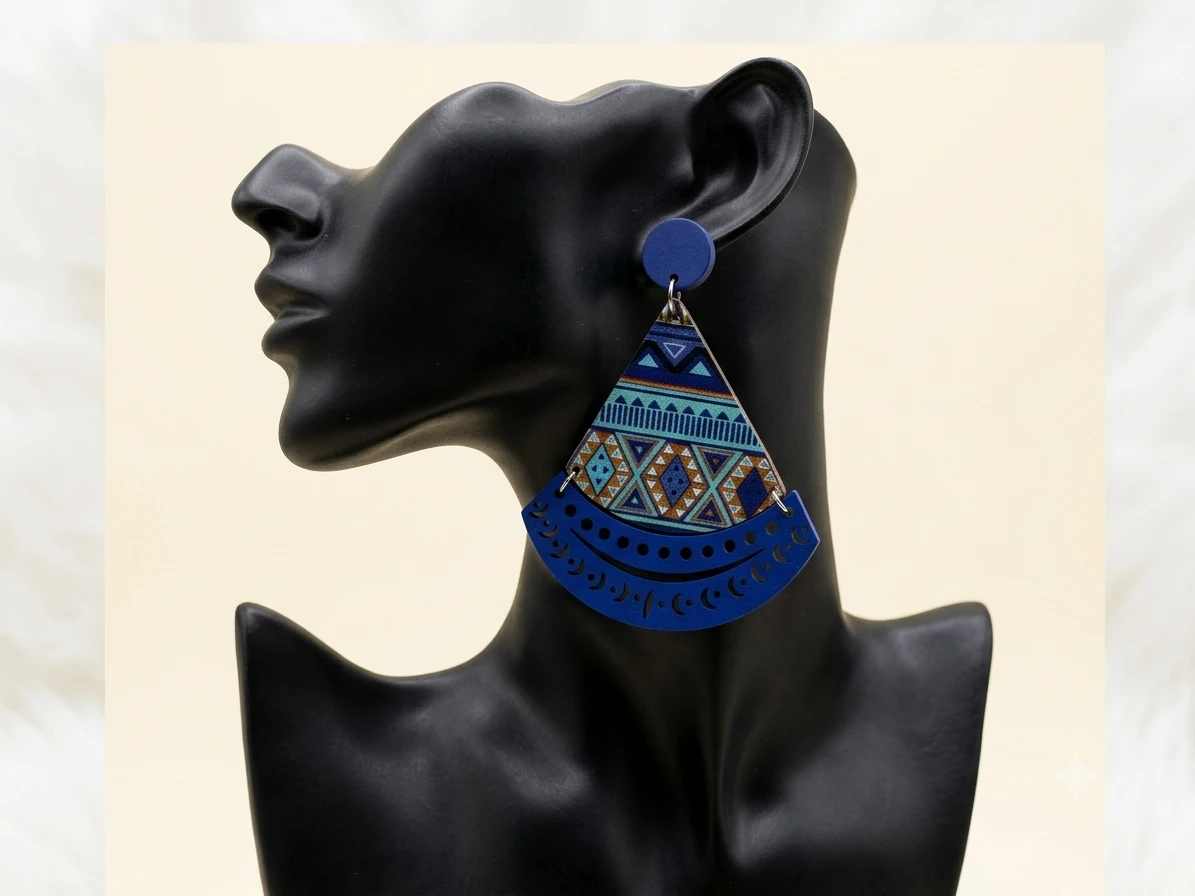 African Print Drop Earring
