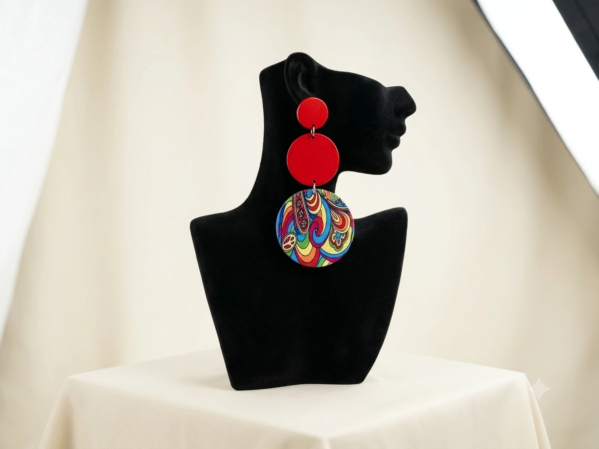 African Print Drop Earring