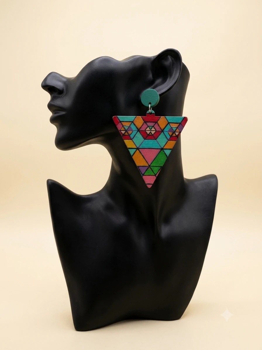 African Print Drop Earring