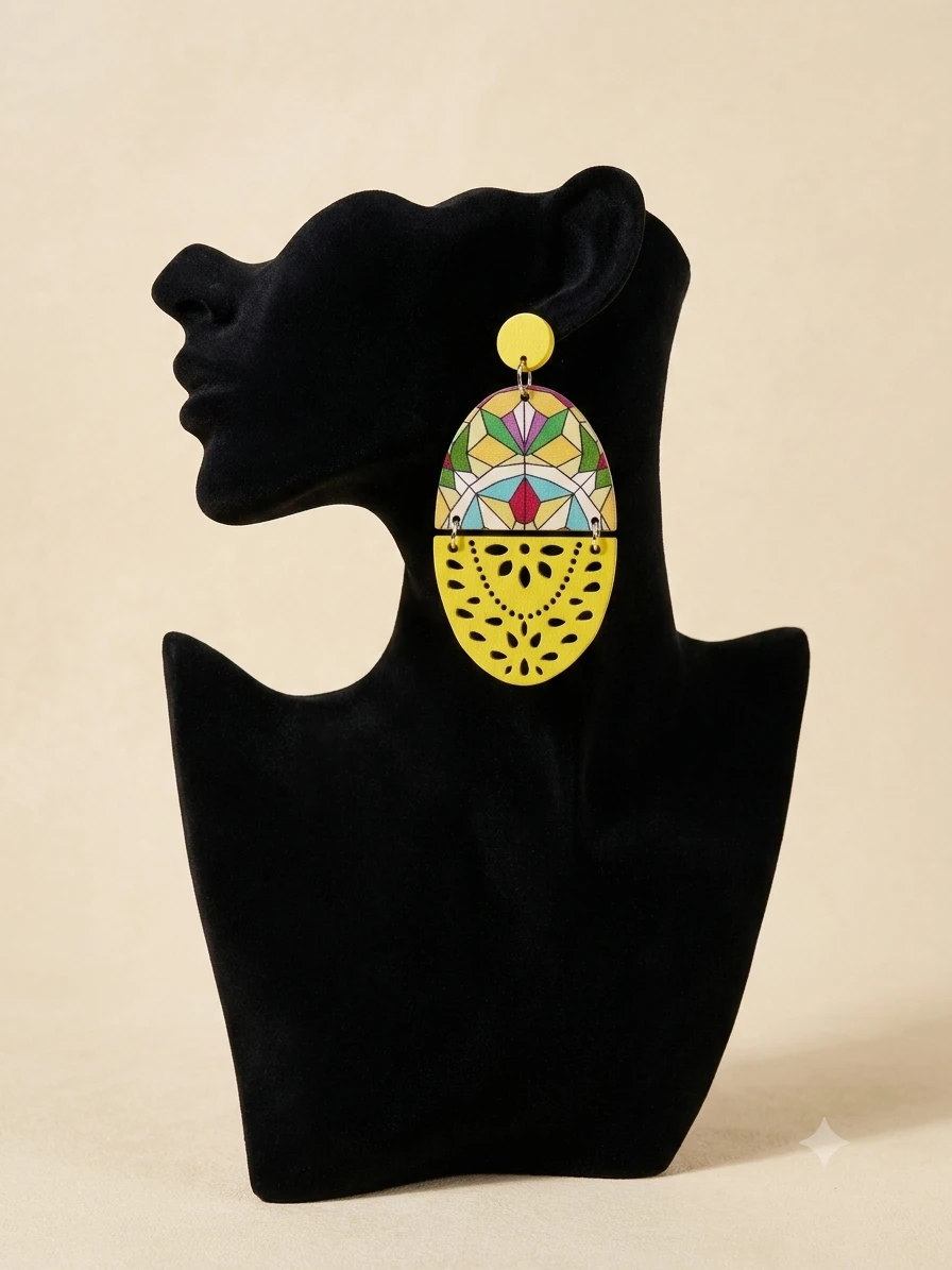 African Print Drop Earring