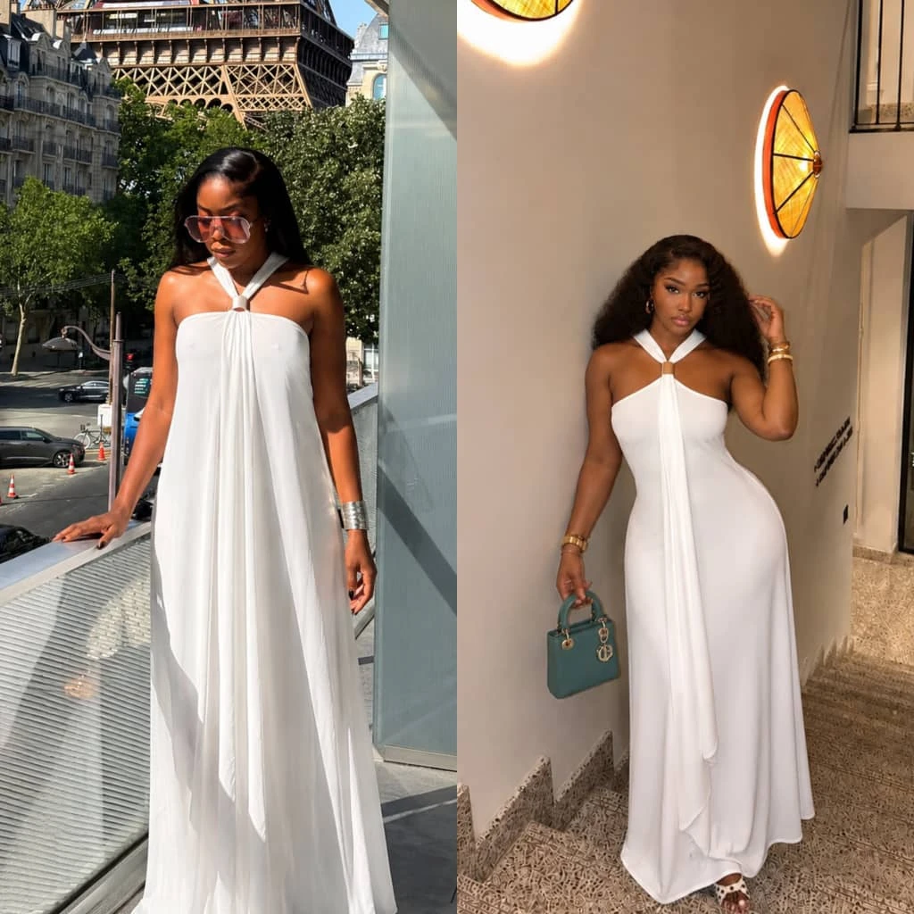 LUXE HALTER STYLE MAXI DRESS