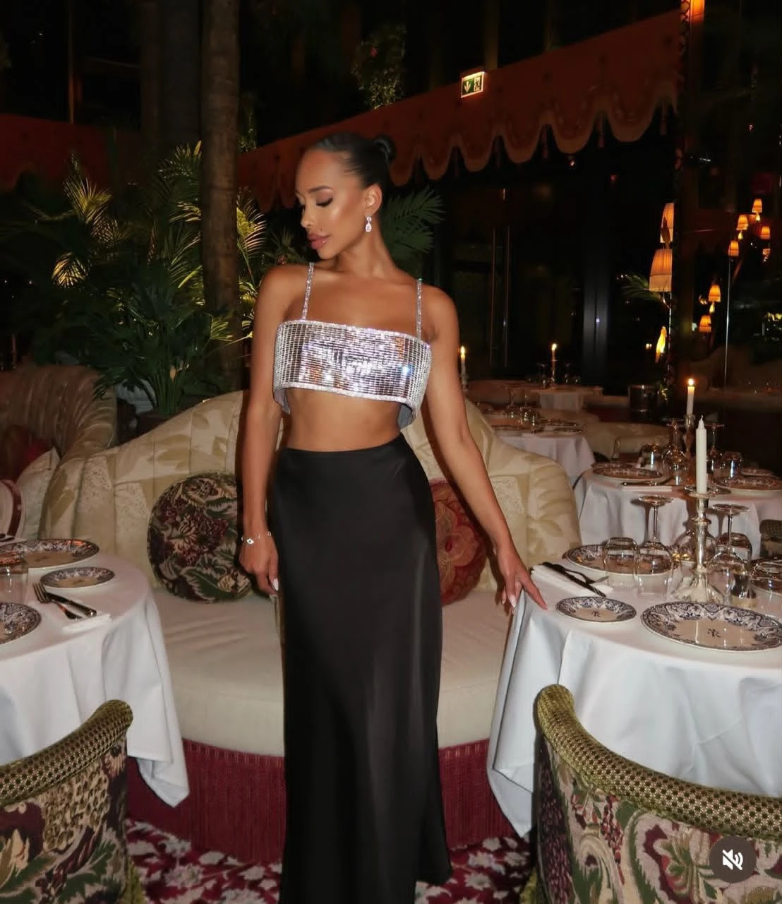 Meshki Mirror Rhinestone Crop Top