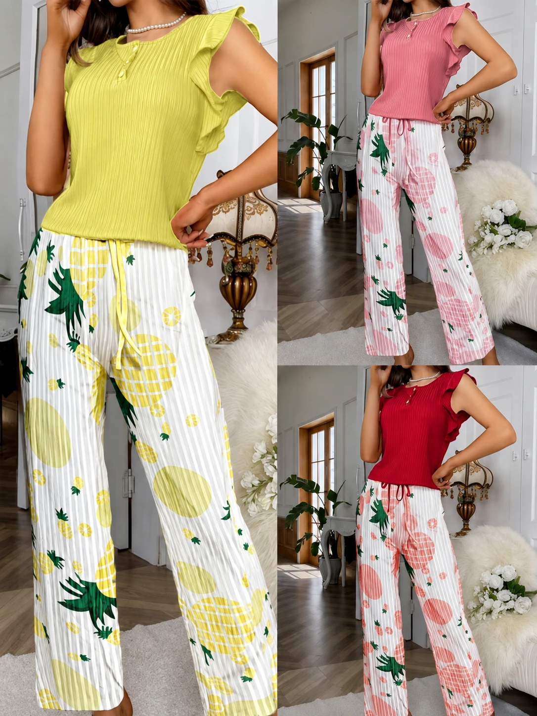 2PCS ruffle top and print...