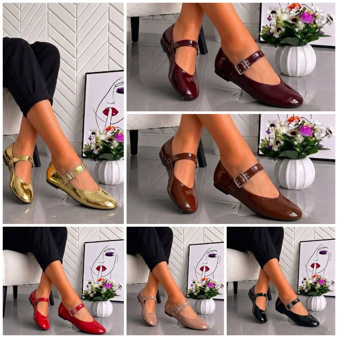 Shinning leather Flat shoe